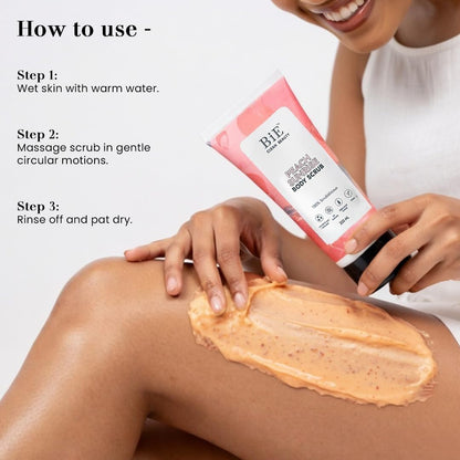 BiE Peach Sunrise Body Scrub | Gentle Exfoliator | Infused with Squalane | Glycerin | Peach Extracts | 200ml