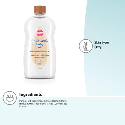 JOHNSONS BABY OIL 591ML (20OZ) - SHEA & COCOA BUTTER (US)