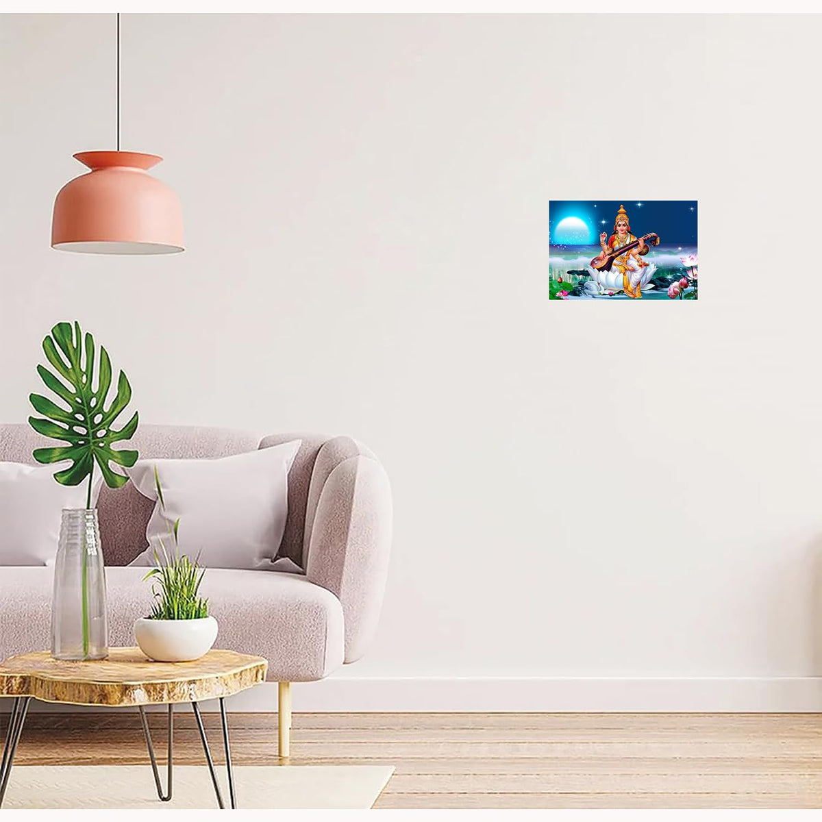 Krishna Arjun Rathe Vinyl Wall Poster | Shri Krishna and Arjun on Rath Poster Sparkle Coated Self Adhesive (Without Frame) (18 x 24 inch)