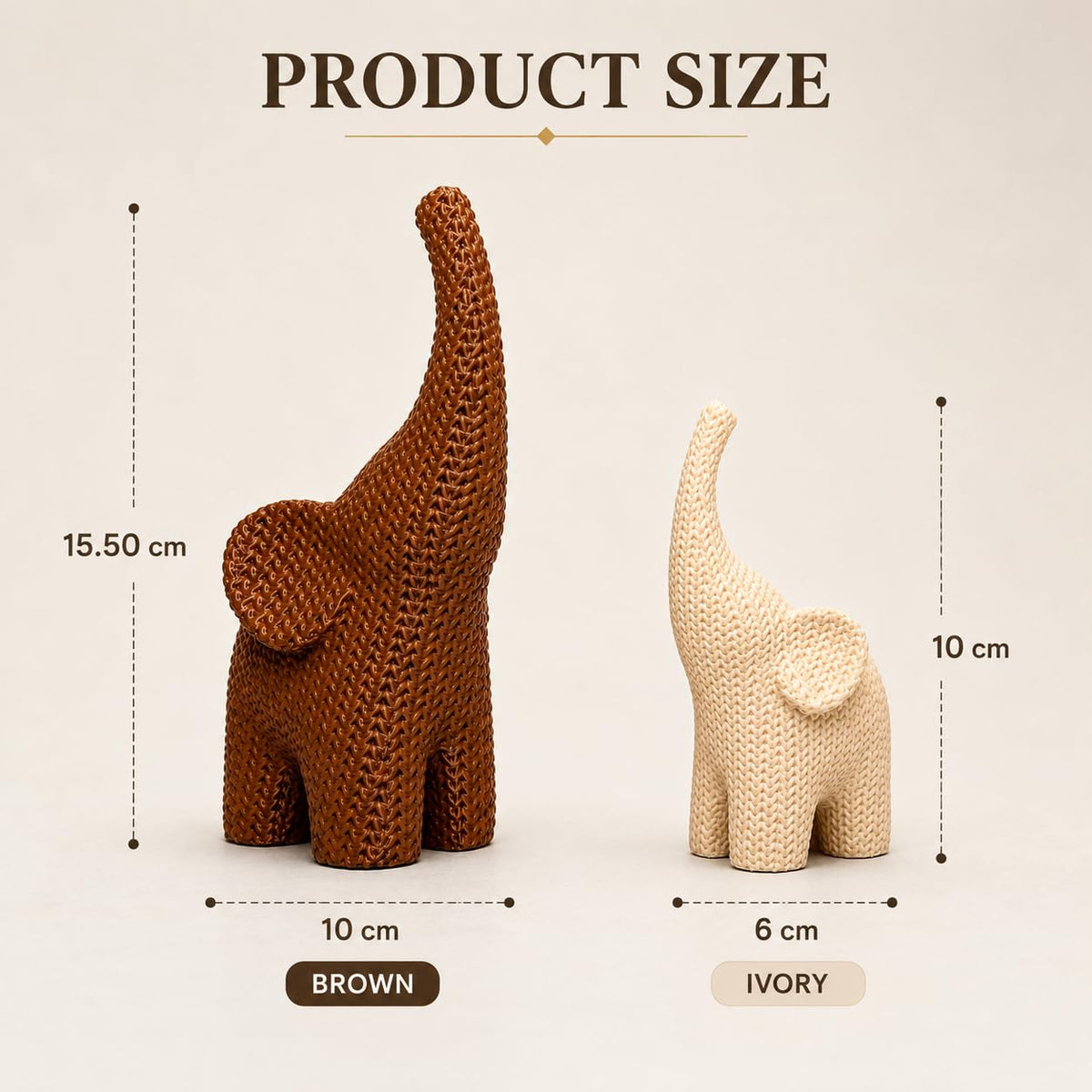 Nordic Knitted Elephant Figurine Set of 2 | Home Decor Showpiece