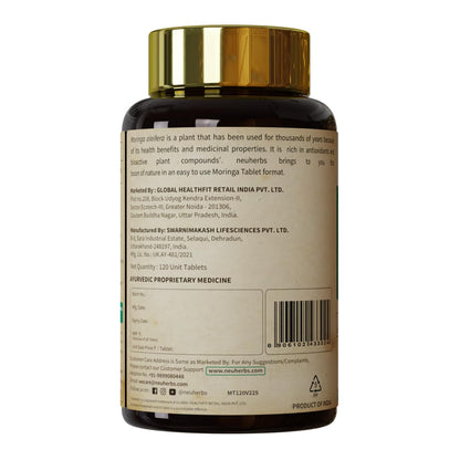 Neuherbs Moringa Tablets 1000mg | Drumstick Leaves Powder Tablets For Energy, Immunity, Digestion & Heart Health With No Artificial Preservatives | 120 Tablets