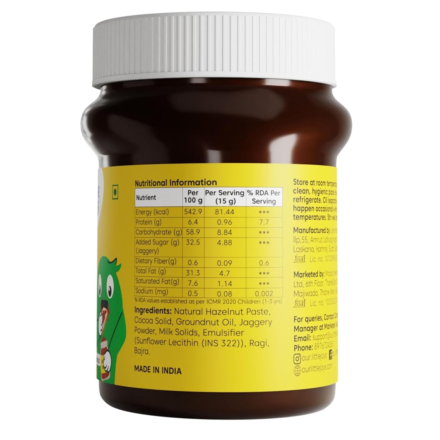 Little Joys Chocolate Spread | Sweetened with Jaggery | With Rich Hazelnut, Cocoa, Ragi & Bajra | No Refined Sugar, No Palm Oil, No Preservatives |