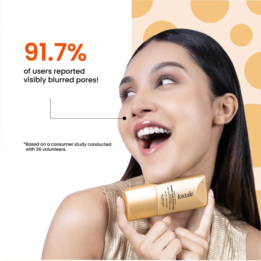 Foxtale SPF 50 Tinted Sunscreen PA++++ - Nude | Niacinamide & Vitamin E | UVA/UVB Protection + BB Cream + Foundation in 1 | Blurs Pores, Evens Tone, Non-Oily Glow | Suitable for All Skin Types | 50ml