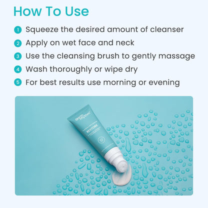 Earth Rhythm Restore Face Wash with Ceramide & Hyaluronic acid | Hydrates Skin, Clean Dirt & Makeup | for Dry Skin & Sensitive Skin | Men & Women - 100gm