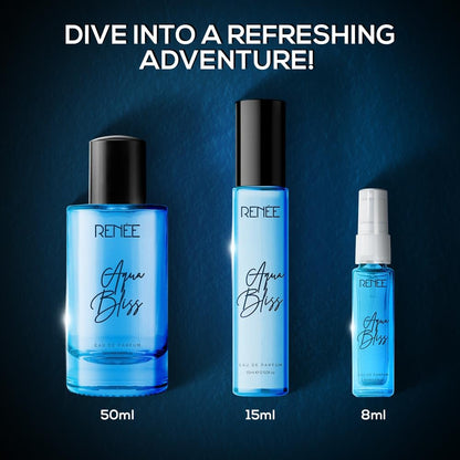 RENEE Aqua Bliss Eau De Parfum, Premium Long-lasting Fragrance With Notes of Lemon, Bergamot, Lily, Nutmeg, Cedar & Patchouli, Scent EDP for Every Occasion, Ideal Luxury Perfume for Women, 8 Ml