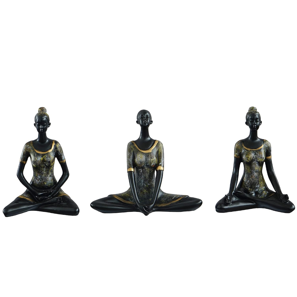 Set of 3 Resin Ladies In Sukhasana Padmasana Butterfly Yoga Poses Yoga Women Statues Showpieces for Home Decor Living Room Bedroom Office Womens Day Gift for Ladies Birthday Gift For Women
