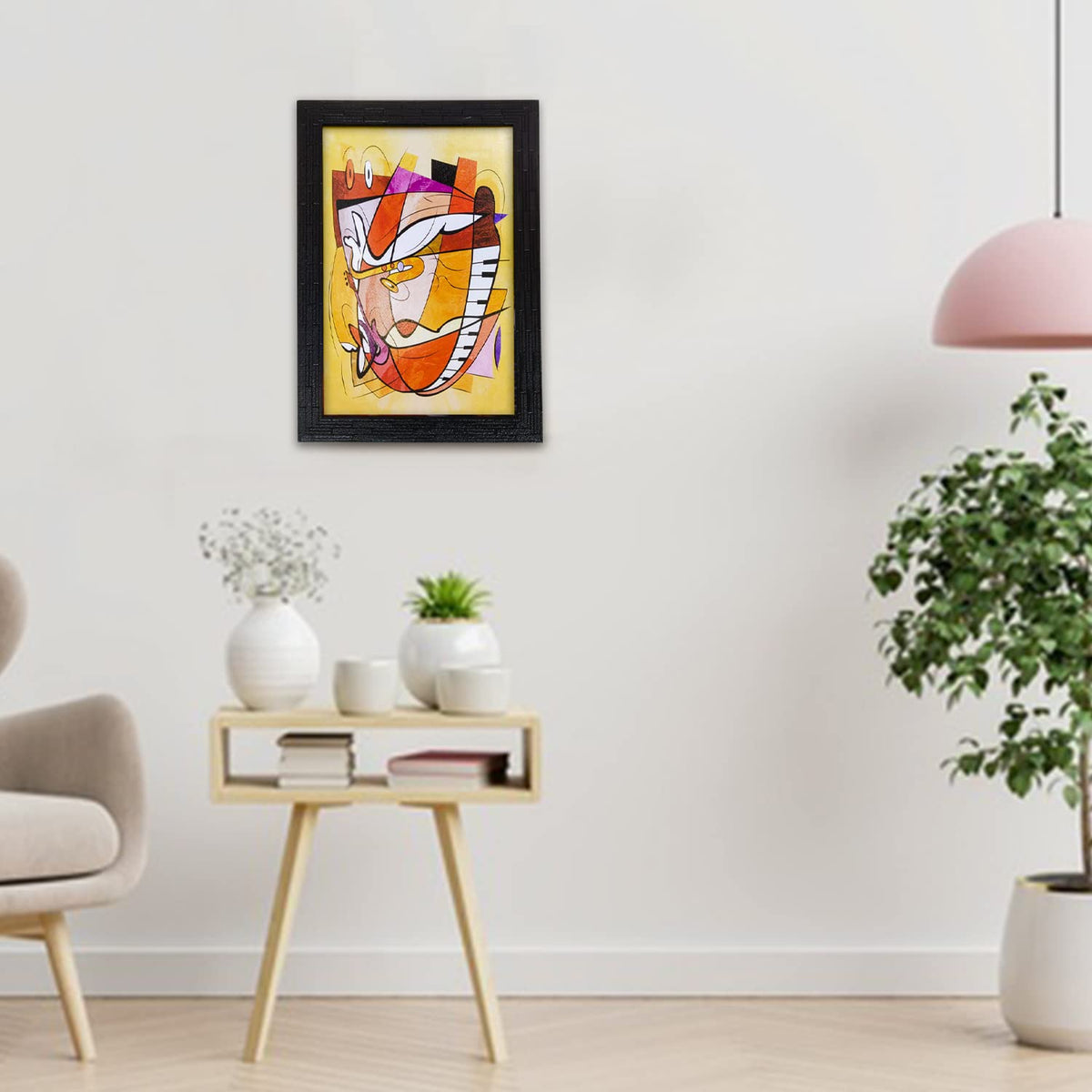 Abstract Modern Art Framed Painting | Ready to Hang- (Wooden Frame, Multicolor, 10inch x 14 inch)