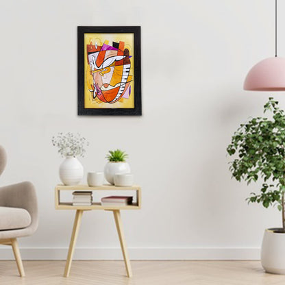 Abstract Modern Art Framed Painting | Ready to Hang- (Wooden Frame, Multicolor, 10inch x 14 inch)