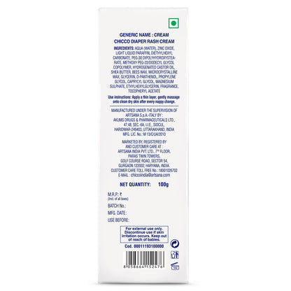 Chicco Baby Moments Diaper Rash Cream, New Advanced Triple Protection Skin Shield Formula with Natural Ingredients to Prevent Rashes & Irritation, No Phenoxyethanol & Parabens (100g)