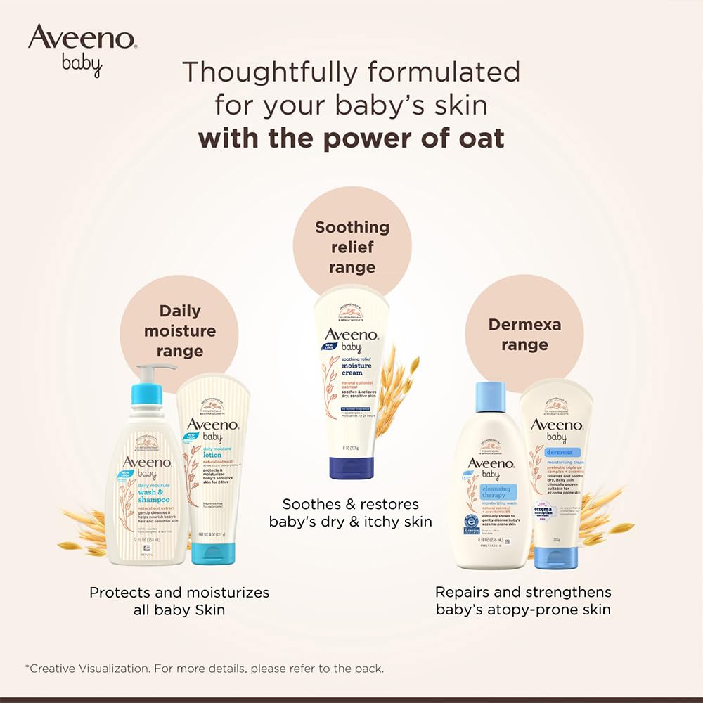 Aveeno Baby Dermexa Moisturising Cream 100G With Triple Oat Complex And Ceramides To Soothe And Relieve Dry, Itchy, Sensitive Skin|Us Pediatrician Recommended|No Added Fragrance, Cortisone Or Dyes
