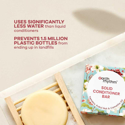 Earth Rhythm Conditioner Bar Tamanu, Kukui Nut & Camellia Oil, Frizz Control + Damage Repair, Sulphates & Paraben Free