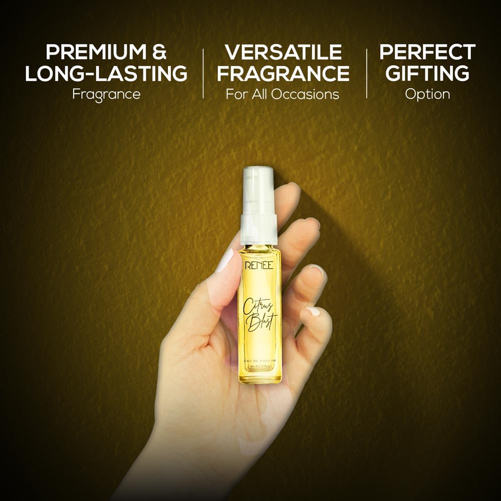 RENEE Citrus Blast Eau De Parfum, Premium Long-Lasting Fragrance with Notes of Bergamot, Lemon, Rose, Jasmine & Musk, Scent EDP for Every Occasion, Gifting, Ideal Luxury Perfume for Women, 8 Ml