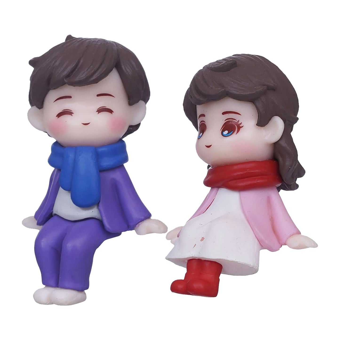 eCraftIndia Valentine Gift for Girlfriend Boyfriend| Plastic Cute Boy Girl Sitting Couple Statue Decorative Showpiece | Valentine Day Gift for Husband Wife Her Him | Valentine Day Decoration Items