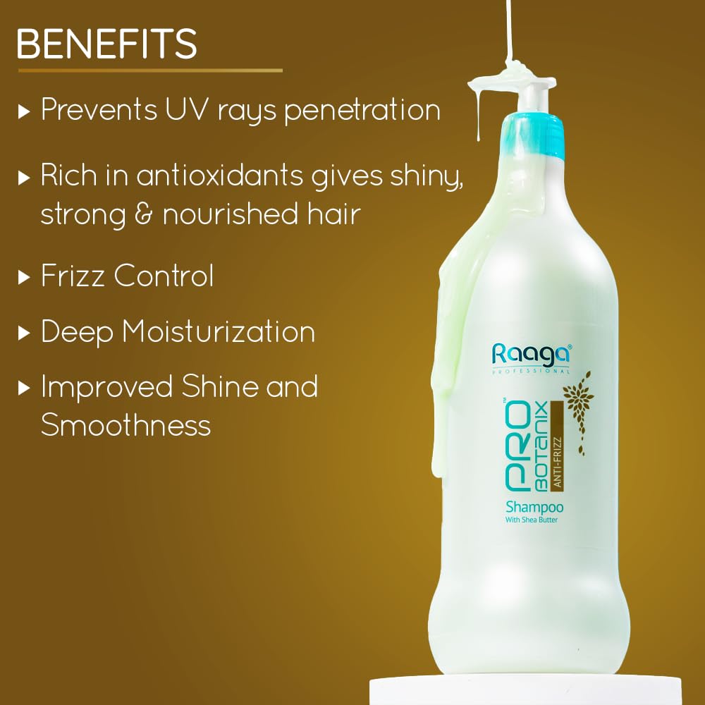 Raaga Professional Pro Botanix Anti Frizz Shampoo With Shea Butter, Rosemary, 1000 ml