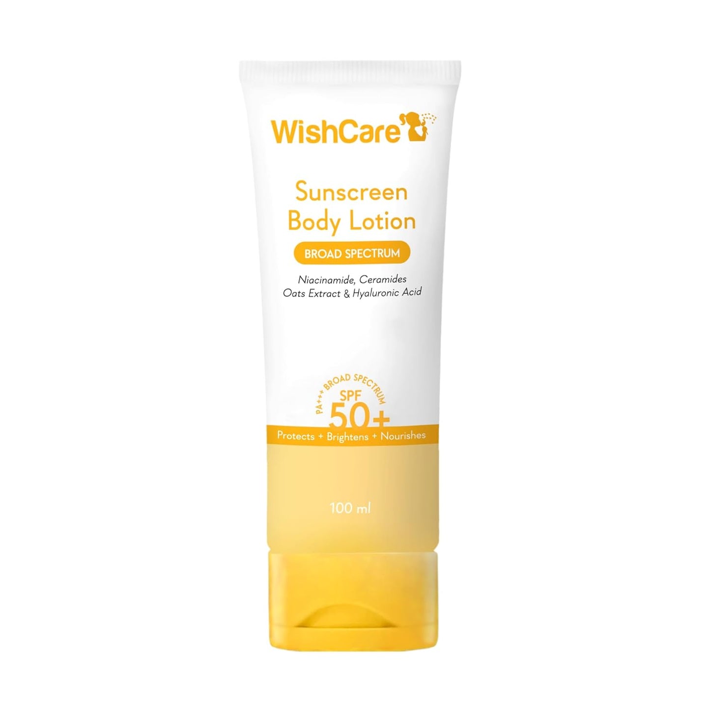 WishCare Sunscreen Body Lotion SPF 50+ on a white background