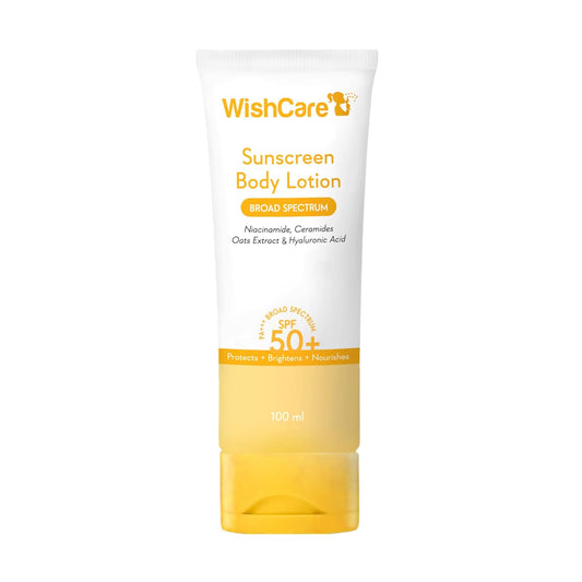 WishCare Sunscreen Body Lotion SPF 50+ on a white background