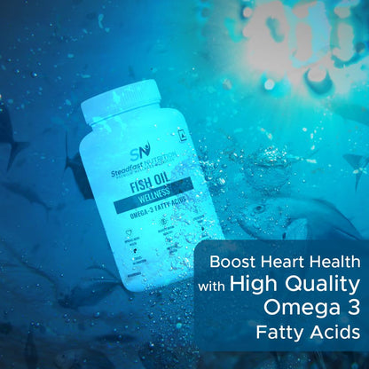 Steadfast Nutrition Fish Oil Omega- 3, 1000mg Triple Strength for Healthy Heart, Brain, Joints & Body (60 Softgel Capsules)