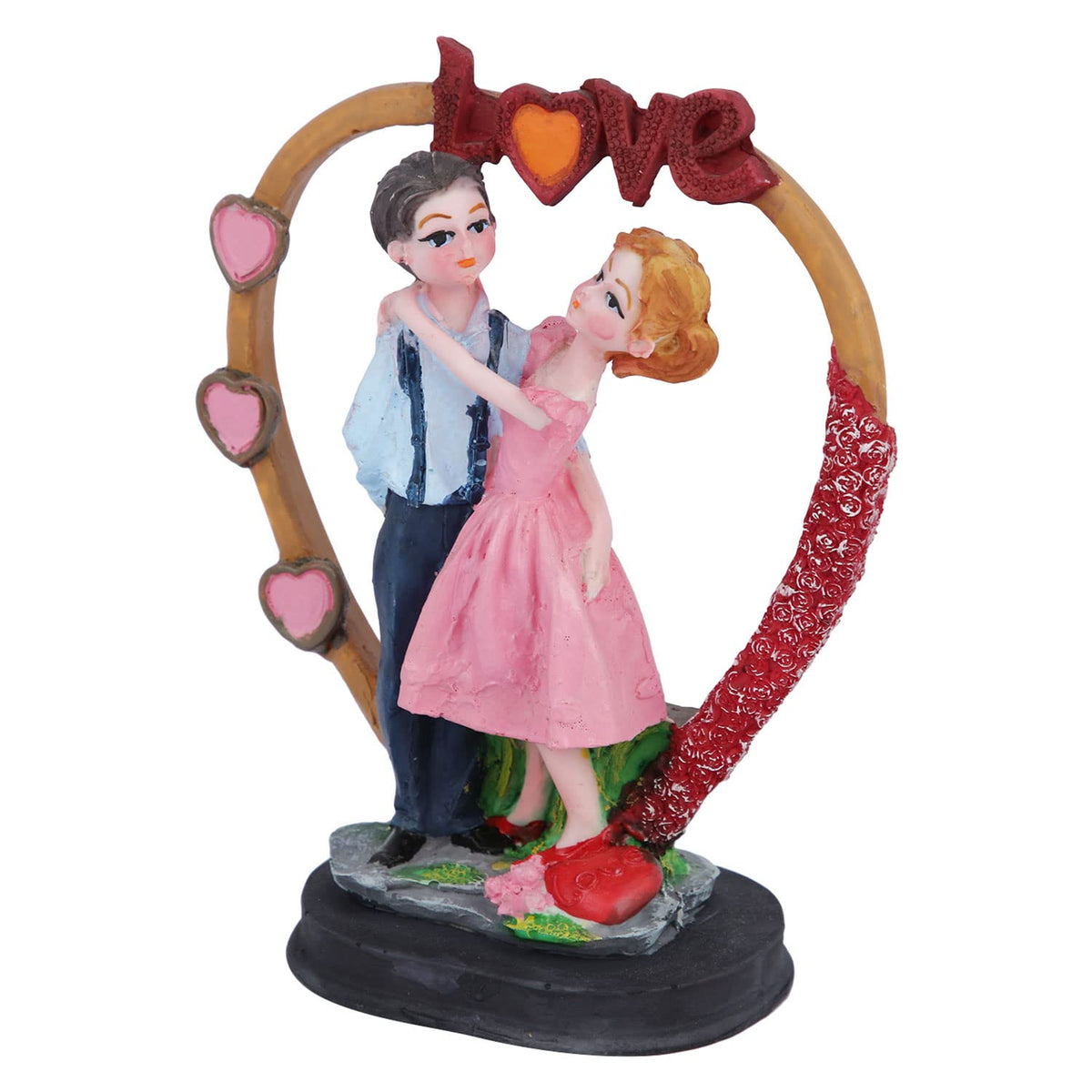 Love Couple Home Decorative Showpiece, Couple on Heart Sculpture Figurine Gift for Home Decor, Table Top, Couple, (5.8x3x7 Inches)
