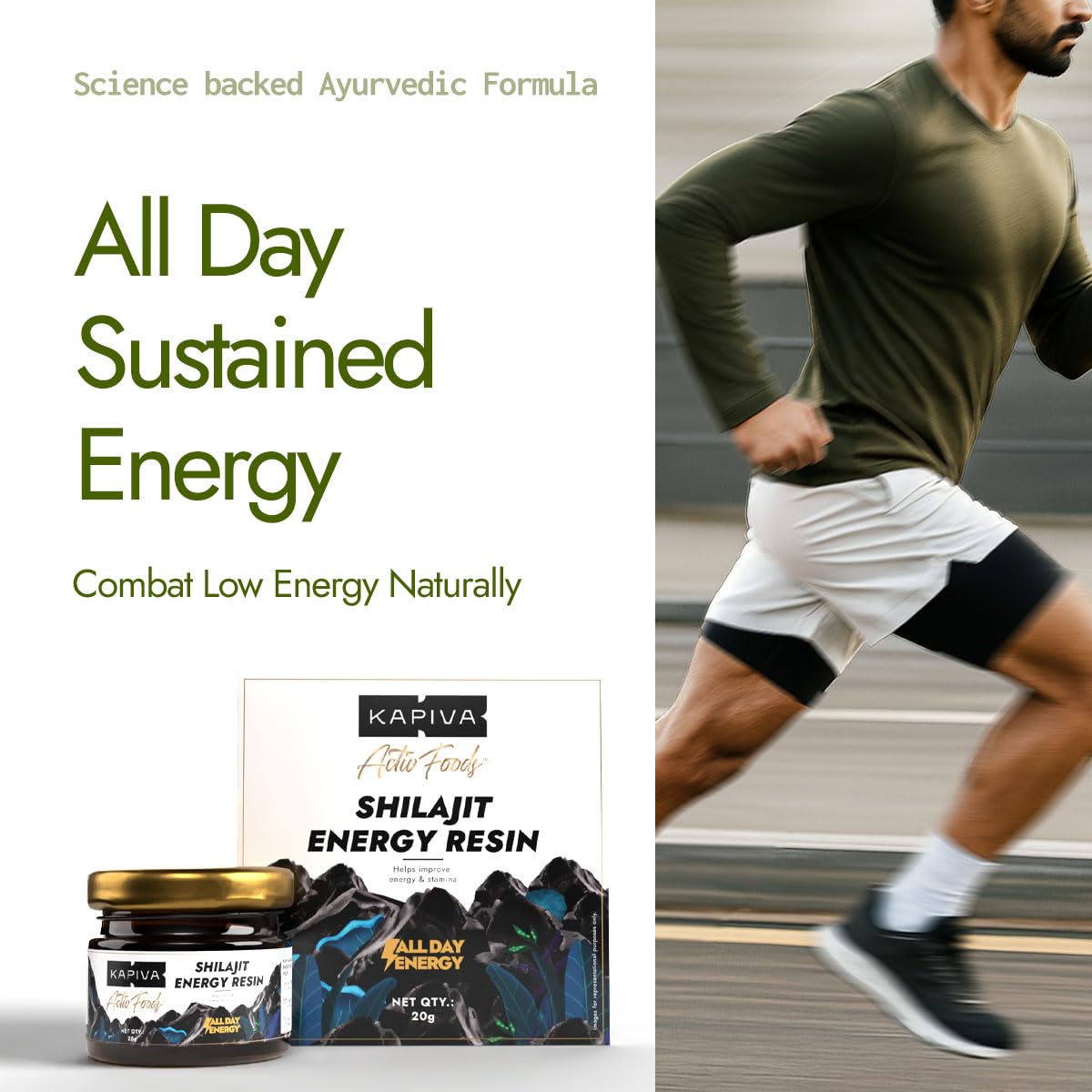 Kapiva Shilajit Energy Resin 20g | With 100% Pure Shilajit/Shilajeet | 500mg/Serving | Boosts All day Energy & Stamina | 40 Servings | Contains Aswagandha, Gokshura Vidharikand |100% Ayurvedic