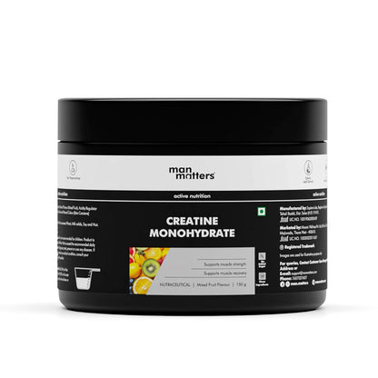 Man Matters Pure Micronised Creatine Monohydrate 150g | Mixed Fruit Flavor | Enhances Strength, Muscle Mass, and Athletic Performance | Rapid Absorption & Muscle Recovery | 100% Pure Creatine