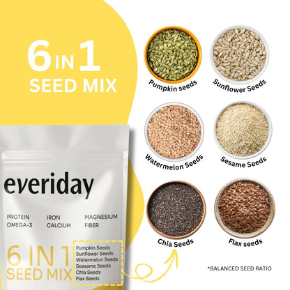 Everiday Honey Bliss Roasted 6-in-1 Super Seed Mix | 250g | Pumpkin, Sunflower, Watermelon, Sesame, Chia & Flax | Healthy Crunchy Snack for Daily Nutrition | High Protein, Fibre & Omega-3 | Vegan & Gluten-Free
