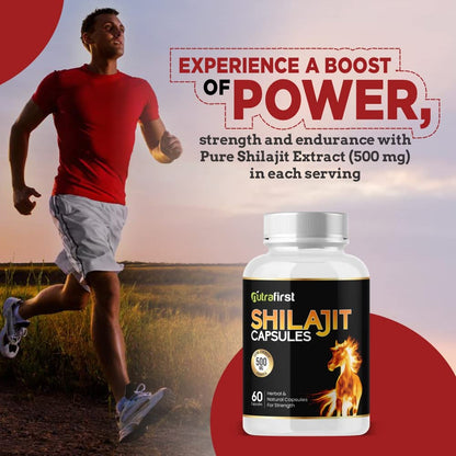Nutrafirst Shilajit Capsules (500mg, 60 Caps) | Pure Himalayan Shilajeet Extract | Supports Muscle Strength, Stamina, Endurance & Energy | Improves Performance, Vitality & Immunity