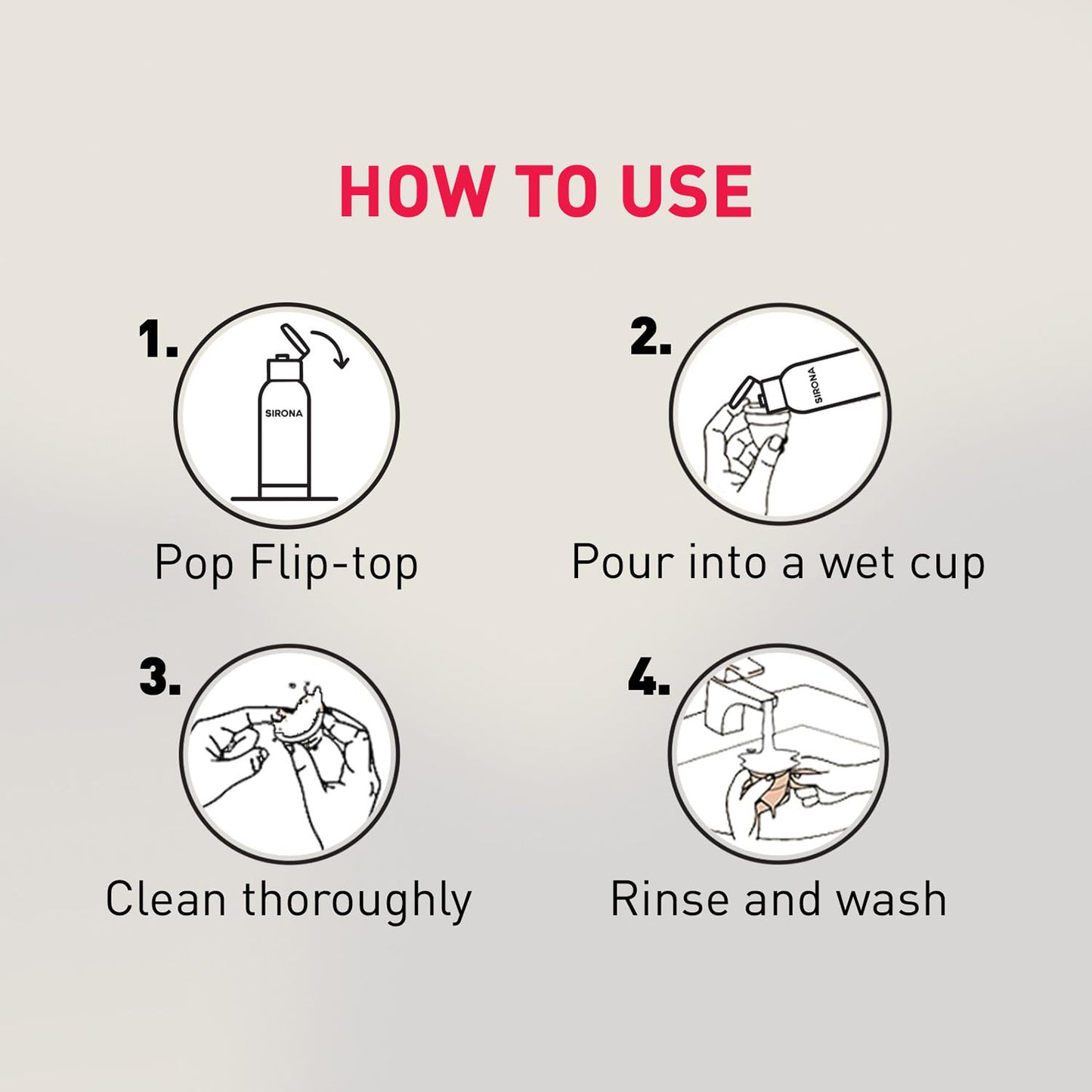 Sirona Natural Menstrual Cup Wash for Women - 100 ml with Rose Fragrance to Wash your Period Cup in a Hygienic Way