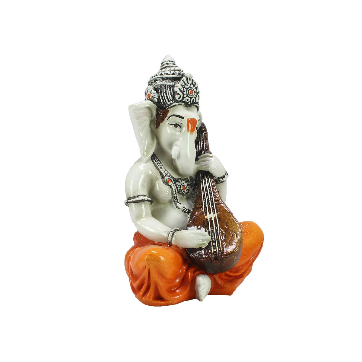 eCraftIndia Lord Ganesha Statue (12 cm x 12 cm x 20 cm, Orange)