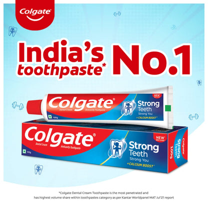 Colgate Strong Teeth Cavity Protection Toothpaste, Colgate Toothpaste with Calcium Boost, 500gm Saver Pack, India's No.1 Toothpaste & Colgate Visible White O2 Toothbrush - 2pcs