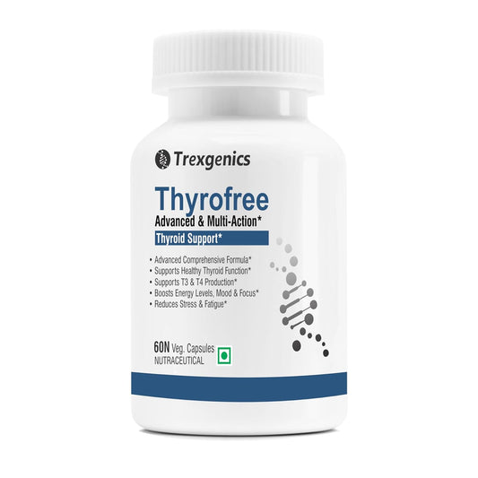 Trexgenics Thyrofree supplement bottle on a white background