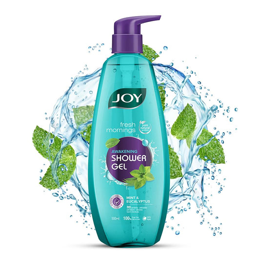 Joy Mint & Eucalyptus Shower Gel Body Wash (500 ml) | With Peppermint for Skin Cooling & Eucalyptus for Deep Cleansing | 100% Vegan Soap Free Shower Gel For All Skin Types | Paraben Free