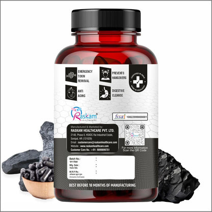 Activated Charcoal 600mg – Natural Detox & Digestive Cleanser | Supports Bloating Relief & Gas | 120 Vegan Tablets