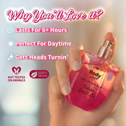 Plum BodyLovin' Tulip Don't Lie Eau De Parfum | Long-Lasting Fresh Floral Fragrance | Luxury Perfume for Women | Tulip, Rose, Pomelo & Musk Notes | Purse-Friendly | 50ml