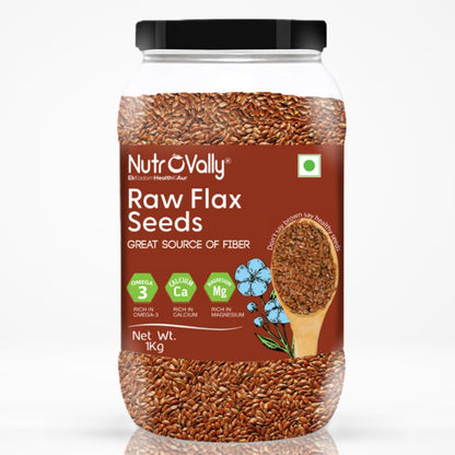 NutroVally Raw Flax Seeds | Rich in Omega-3, Fiber & Plant Protein | Supports Digestive Wellness, Satiety & Energy | Vegan, Gluten-Free Seeds for Smoothies, Salads, Baking & Healthy Snacking