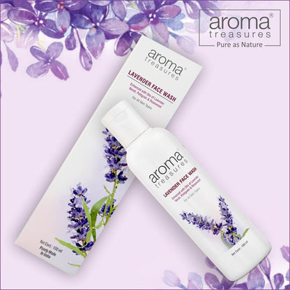 Aroma Treasures Lavender Face Wash for Men & Women | Gentle Daily Cleanser with Neroli, Rosewood & Petitgrain Oils | Acne Control, Oil Balance & Refreshing Glow Facewash – 100ml