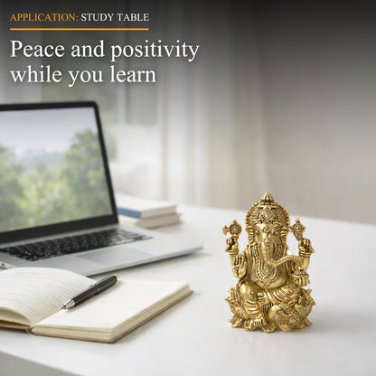 3.5 Inch Pure Brass Lord Ganesha Idol | Handcrafted Antique Finish Murti | Perfect for Pooja Room, Home Temple & Pooja | Ideal for Diwali, Housewarming & Festive Celebrations