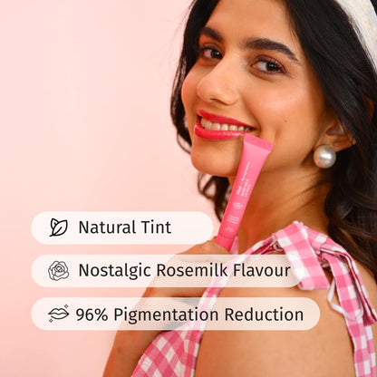 Vilvah X Annapoorna Rose Milk Lip Balm | Pink Tint, Moisturization for Dry, Chapped & Pigmented Lips | With Paneer Rose Extract, 1% Vitamin E & Olive Squalane | Hydrates, Brightens & Heals Lips | 10g
