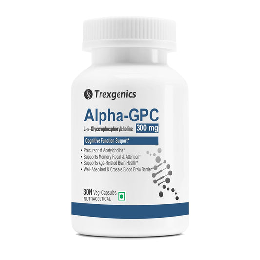 Trexgenics ALPHA-GPC 300 mg L-α-Glycerophosphorylcholine Cognitive Function, Brain Health Support (30 Veg Capsules)