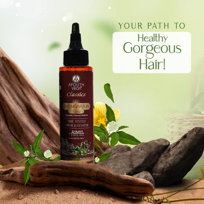Ayouthveda Bhringraj Hair Oil for Hair Fall Control & Hair Rejuvenation | Helps Strengthen Roots & Promote Healthy Hair Growth | Enriched with Bhringraj & Manjistha | 100ml