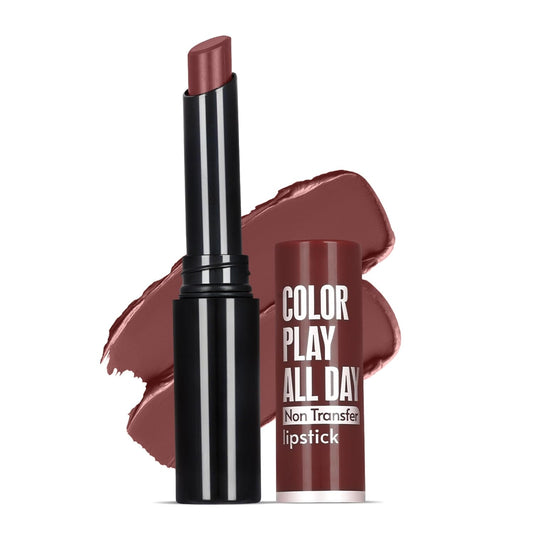 Fashion Colour Play all day Non Transfer Lipstick For Women | Matte Lipstick | Smooth Glide | Waterproof | Longlasting | Paraben-Free Lip Color for All Skin Tones | (Wild Rose, 2gm)