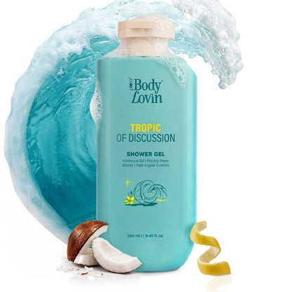 Plum BodyLovin’ Tropic Of Discussion Shower Gel | Firming & Tightening Body Wash | Hibiscus Oil, Prickly Pear Water & Red Algae Extract | Fresh Tropical Fragrance | 250 ml