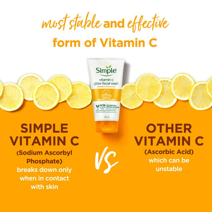 Simple Vitamin C facial wash with lemon slices on an orange background