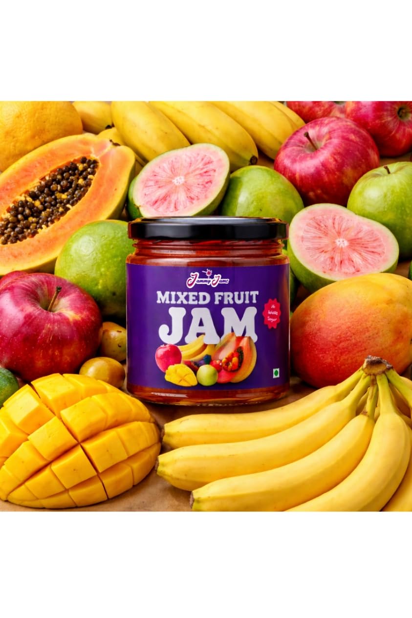 Jammy Jams Mixed Fruit Jam | Made With Fruit Pulp | Breakfast Spread - 200g