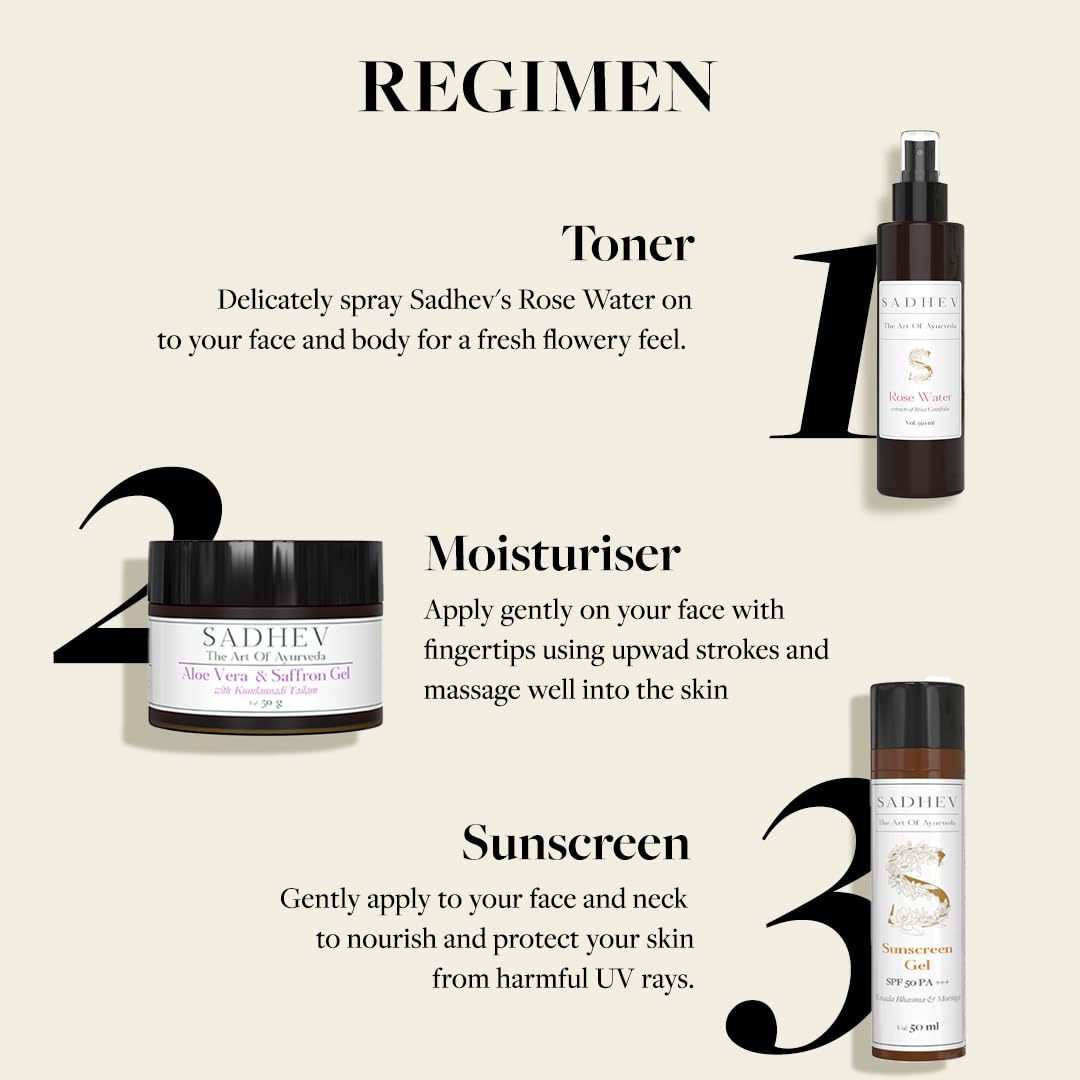 SADHEV Sunscreen Gel SPF 50 PA+++ Gel | Broad Spectrum UVA & UVB Protection | No White Cast | Non-Comedogenic | Reduces Pigmentation & Blemishes | Zinc Oxide, Moringa & Liquorice | 50ml