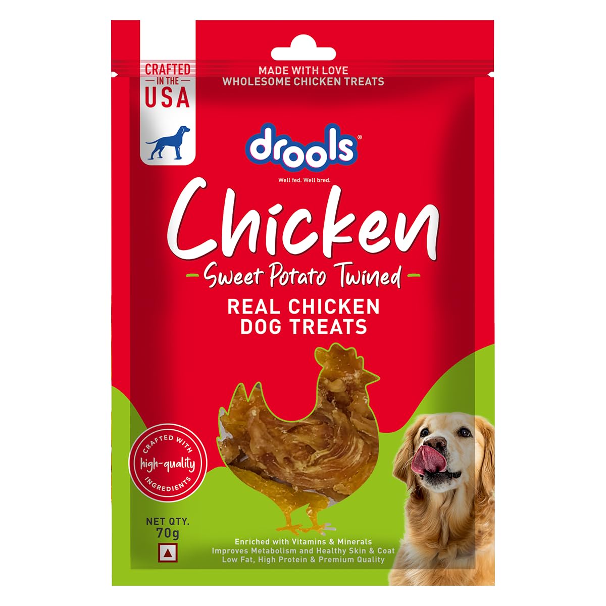 Drools Sweet Potato Twined Dog Treats, 70gm Pack, All Life Stages, roll