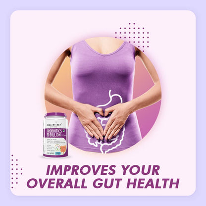 Zephivo HealthyHey Nutrition Probiotics 50 Billion CFU Multi- Strains, 60 Veg. Capsules, Targeted Release Technology, Stomach Acid Resistant, No Need for Refrigeration, Non-GMO, Gluten-Free
