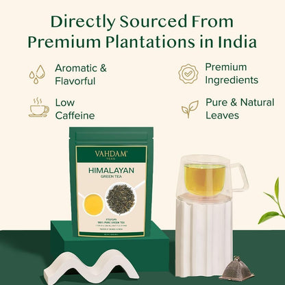 VAHDAM Organic Himalayan Green Tea - 100g | Rich in Antioxidants | Smooth & Non-Bitter | Grown Leaves from Himalayas | Non-GMO | Gluten Free