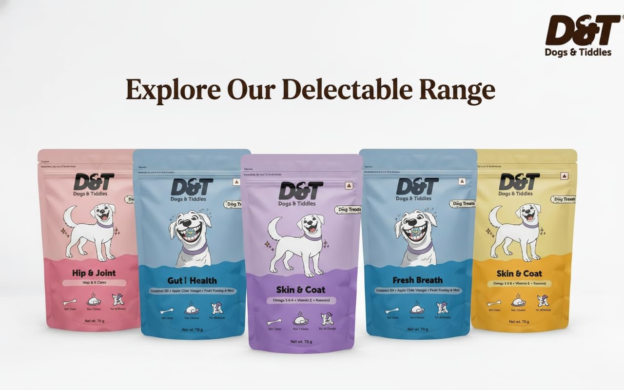 Dogs & Tiddles Gut Health Dog Treats for Puppies & Adult Dogs, 70g | Soft & Chewy Real Chicken Treats | with Postbiotics | Supports Digestion & Digestive Health