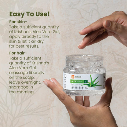 KRISHNA's HERBAL & AYURVEDA Aloe Vera Gel - 500 G Pure White Non-Sticky Transparent 3 In 1 Aloe Fresh Soothing Gel For Skin, Body & Hair, Vitamin C+E Natural Emollients, Dark Spots And Acne