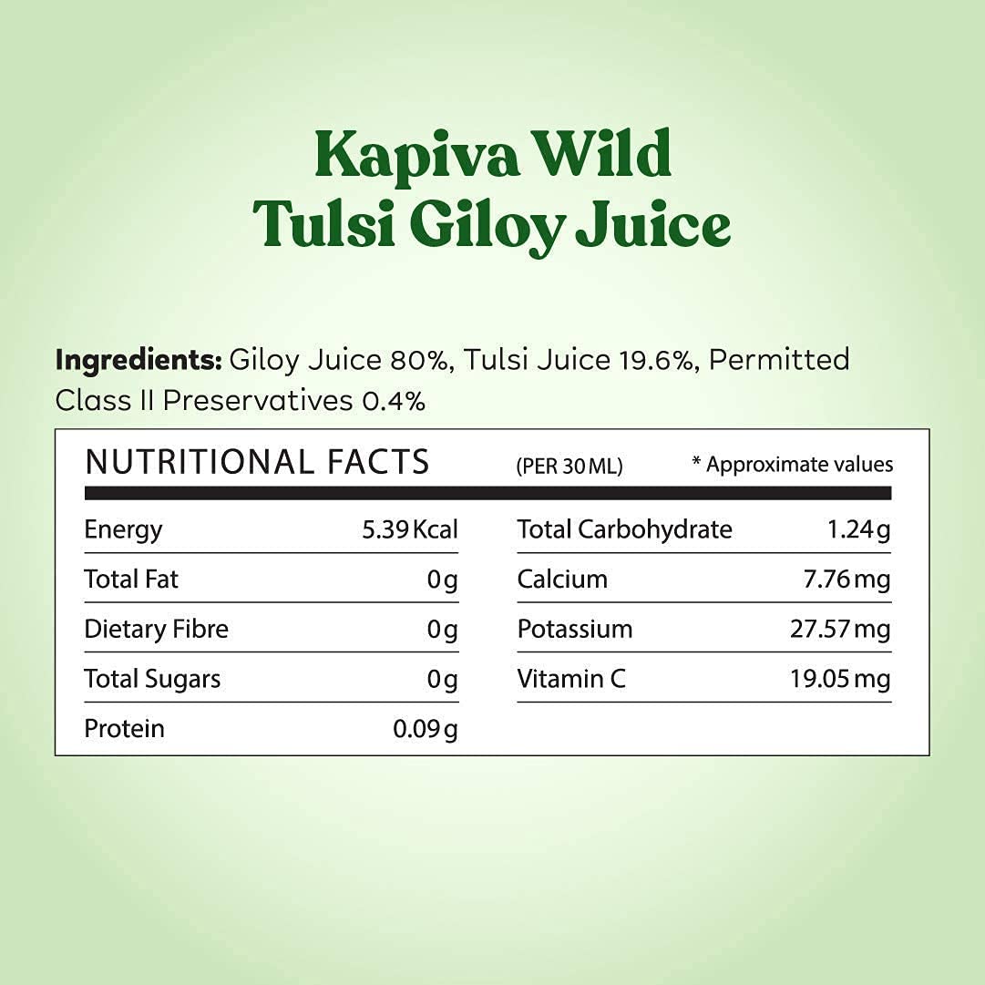 Kapiva Wild Tulsi Giloy Juice | Fresh Tulsi and Neem-grown Giloy to Support Immune Health